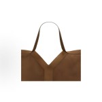 SAINT LAURENT solid color suede, Y logo stitching, bronze trim, Tote bag, shopping bag, handbag, large size for women, deep caramel cognac color